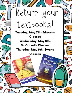 Textbook Return May 7th through May 9th